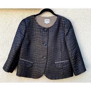 Armani Collezioni Quilted Alligator Print Cropped Jacket 12